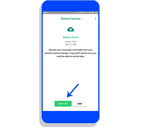 restaurar backup de bate-papos no rcyowhatsapp